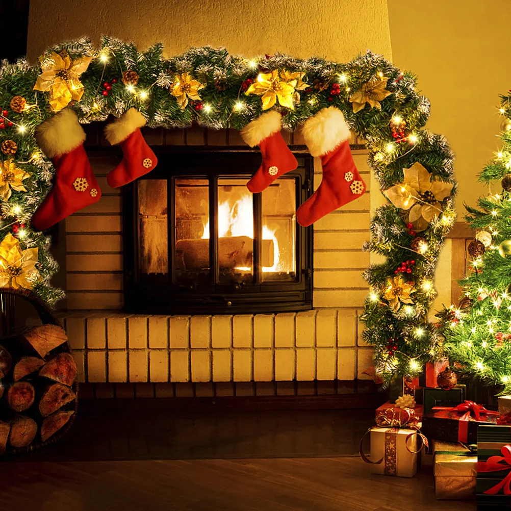 9ft Artificial Spruce Christmas Garland with 50 LED Warm White Lights