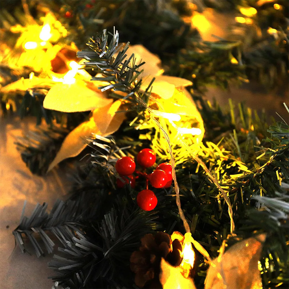 9ft Artificial Spruce Christmas Garland with 50 LED Warm White Lights