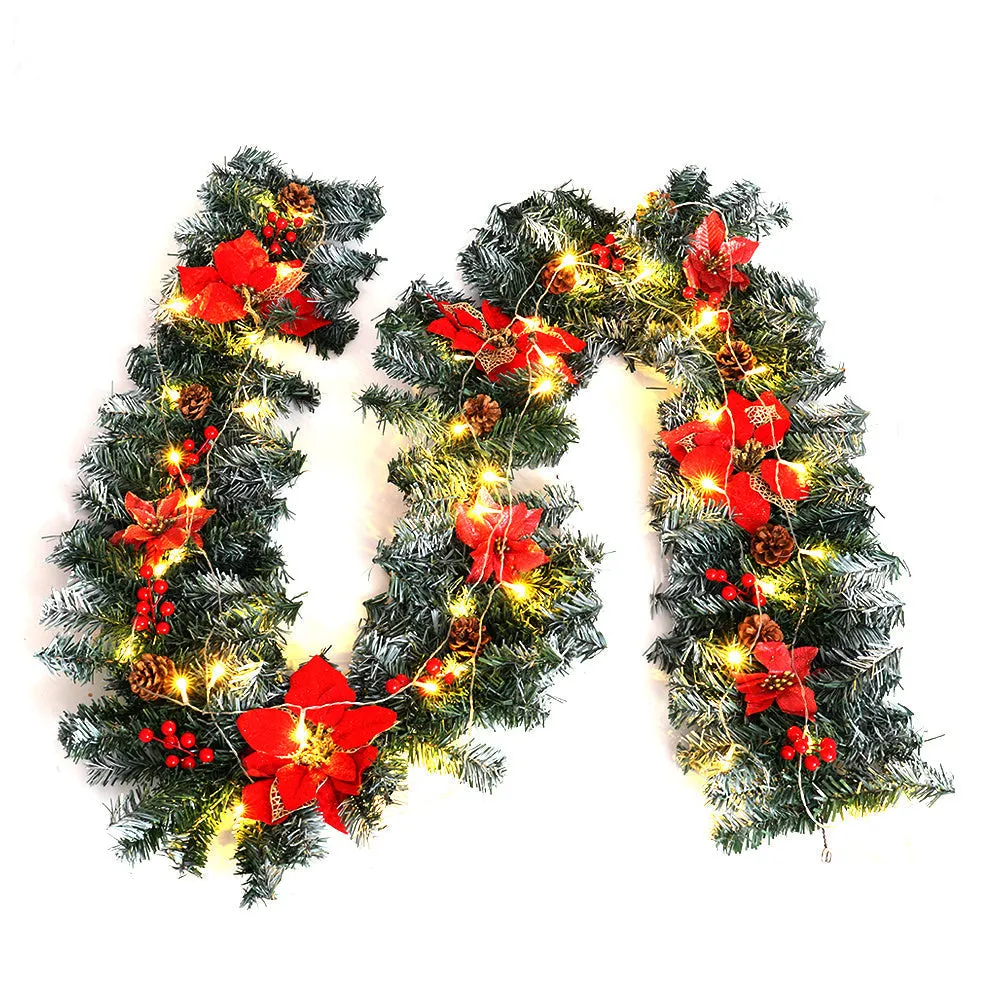 9ft Artificial Spruce Christmas Garland with 50 LED Warm White Lights