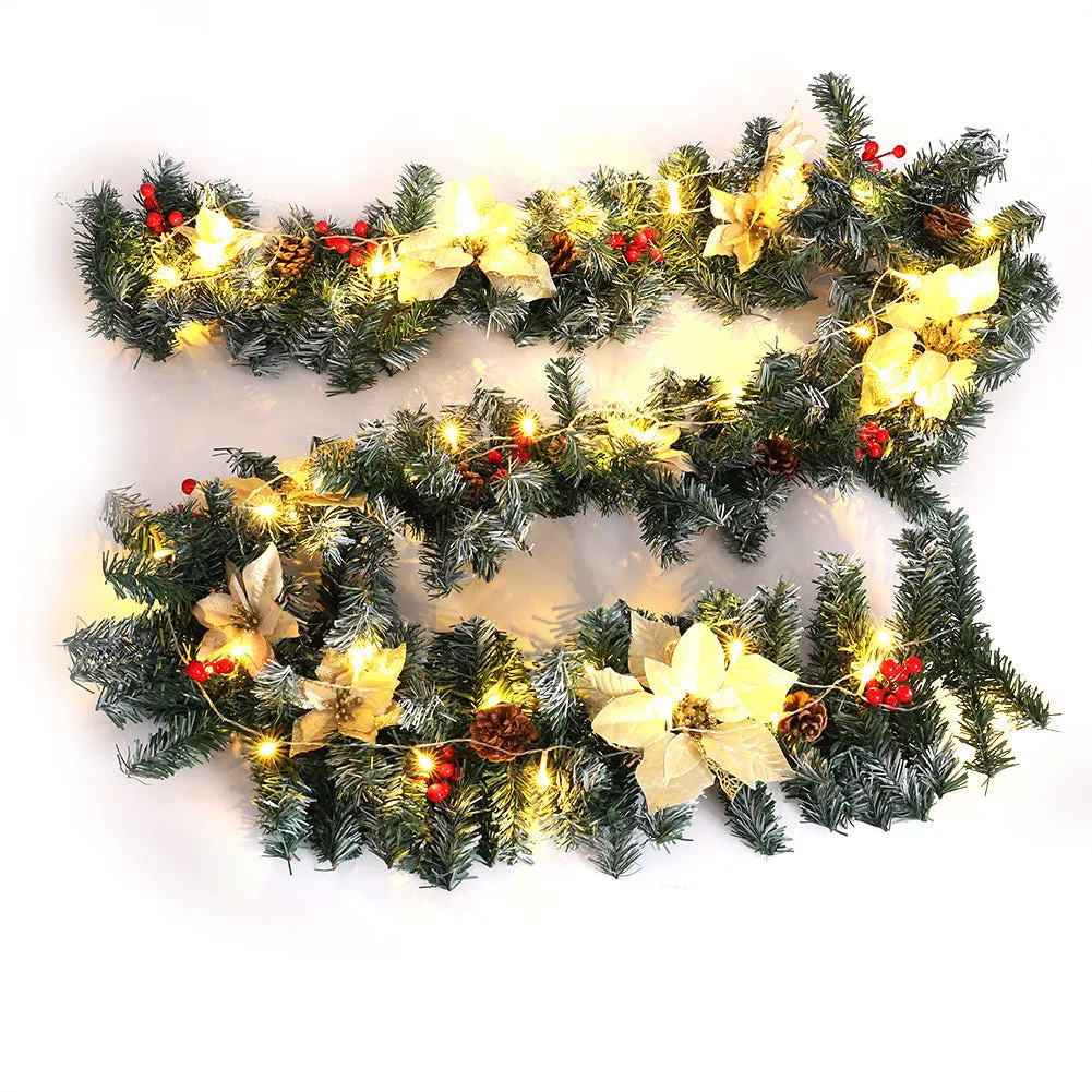 9ft Artificial Spruce Christmas Garland with 50 LED Warm White Lights