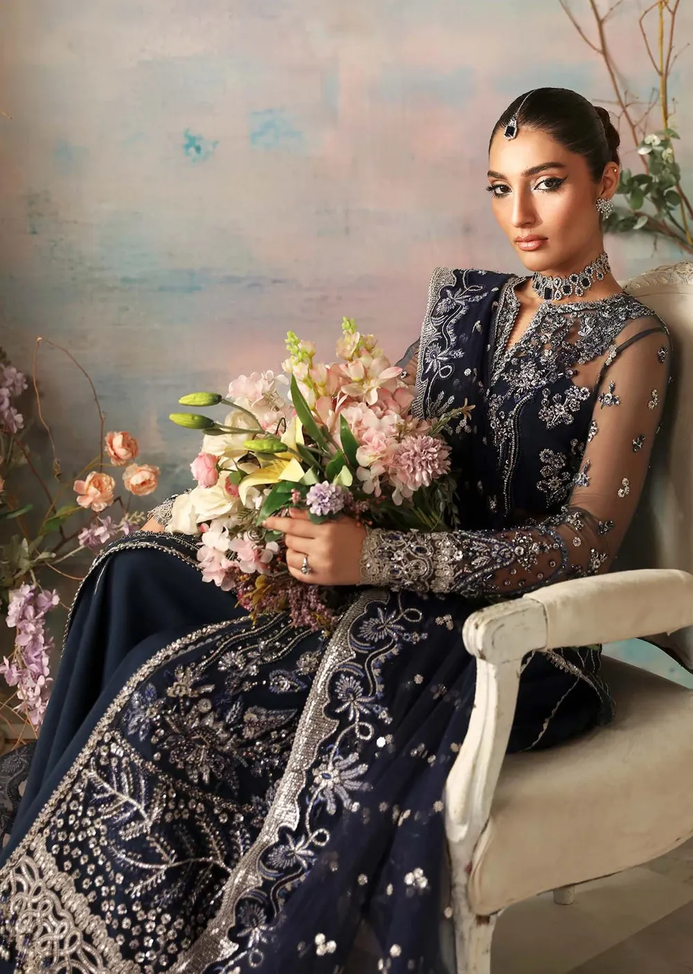 AKB-1539 - Azur - Unstitched - Aleia Luxury Formals by Akbar Aslam 2024