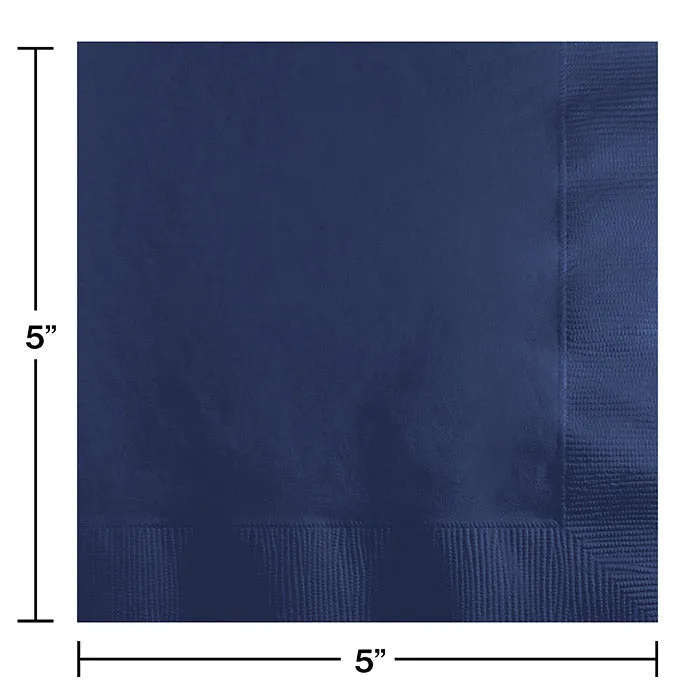 Bulk Pack of 150 Navy Beverage Napkins, 3 Ply