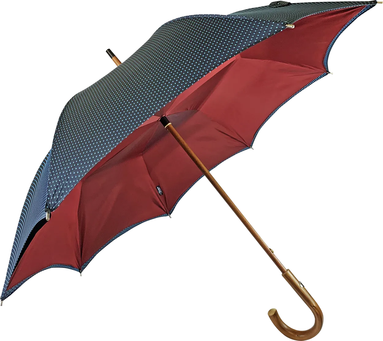 Double Cloth Men's Umbrella - Blue navy with dots Design
