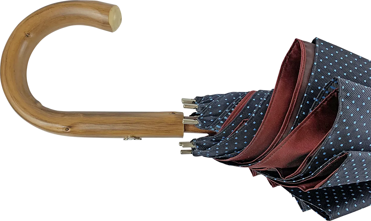 Double Cloth Men's Umbrella - Blue navy with dots Design