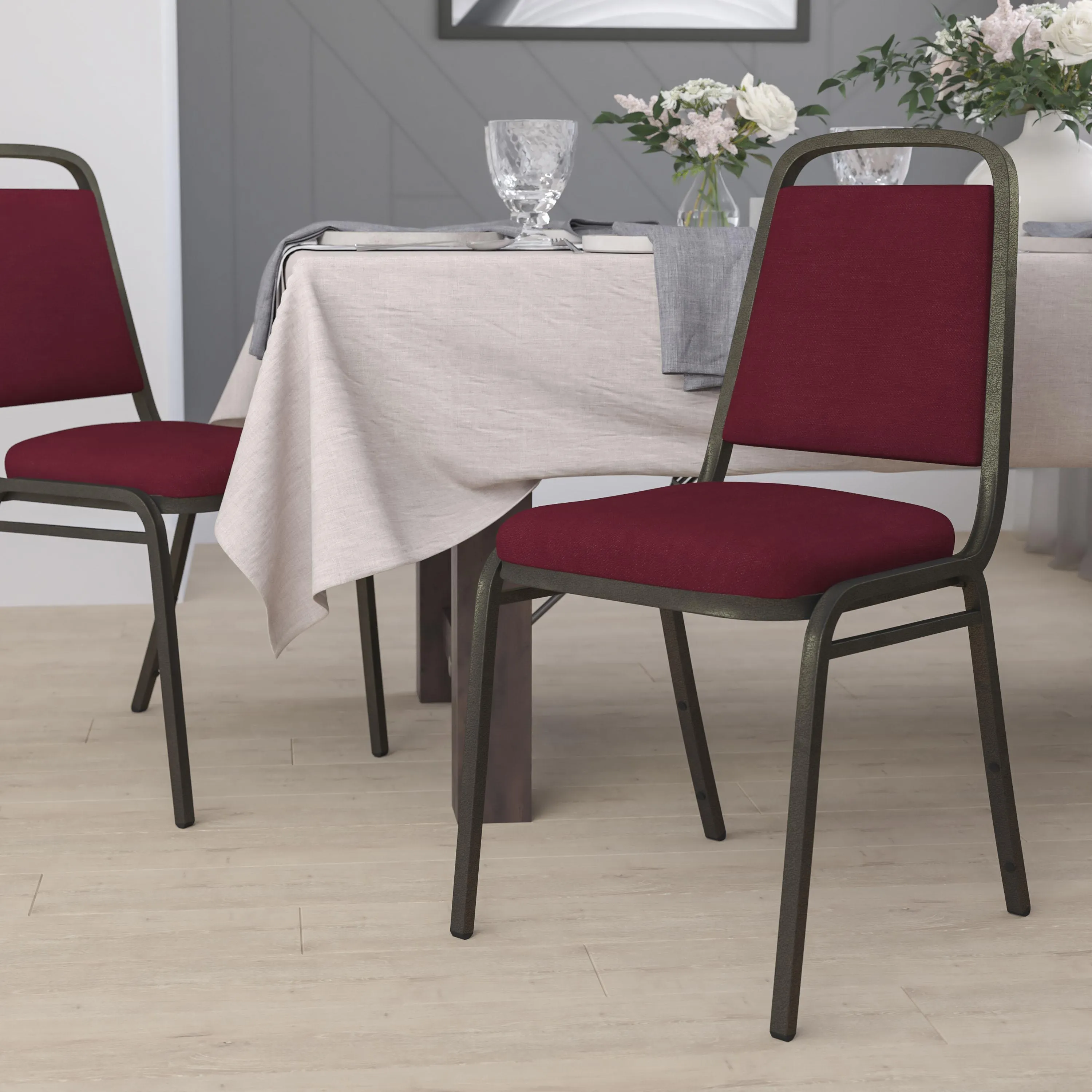 HERCULES Series Trapezoidal Back Stacking Banquet Chair with 1.5" Thick Seat
