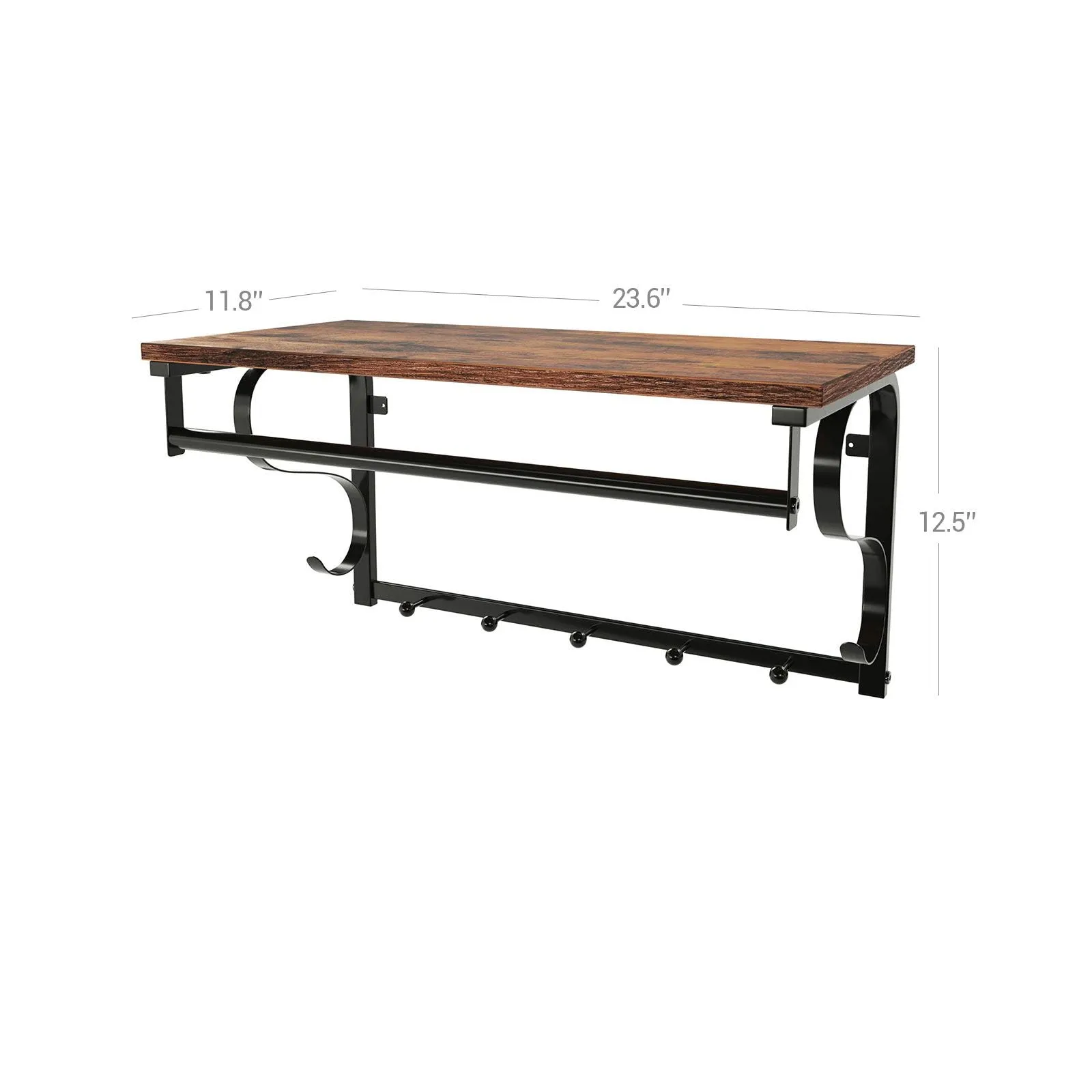 Industrial Coat Rack Shelf Wall Mounted