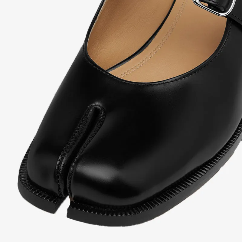 Leather Tabi Sandals with Adjustable Buckle
