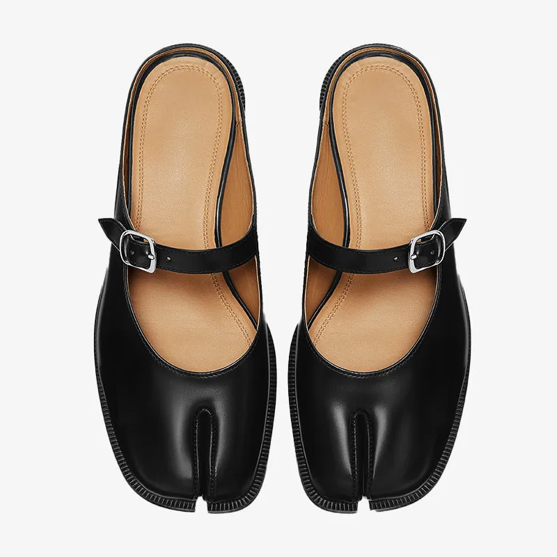 Leather Tabi Sandals with Adjustable Buckle