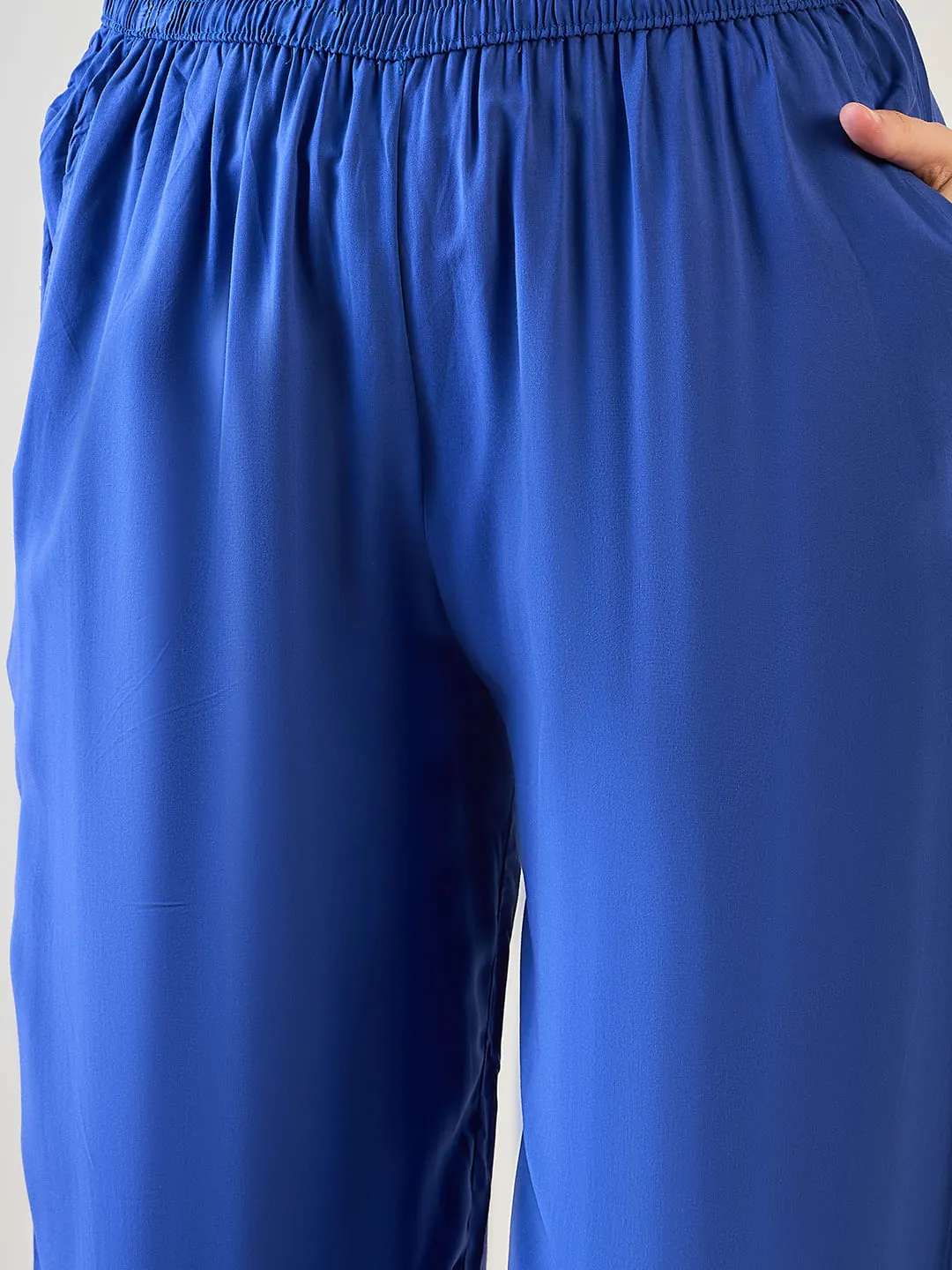 Stylish Women’s Striped Top and Blue Pajama Set