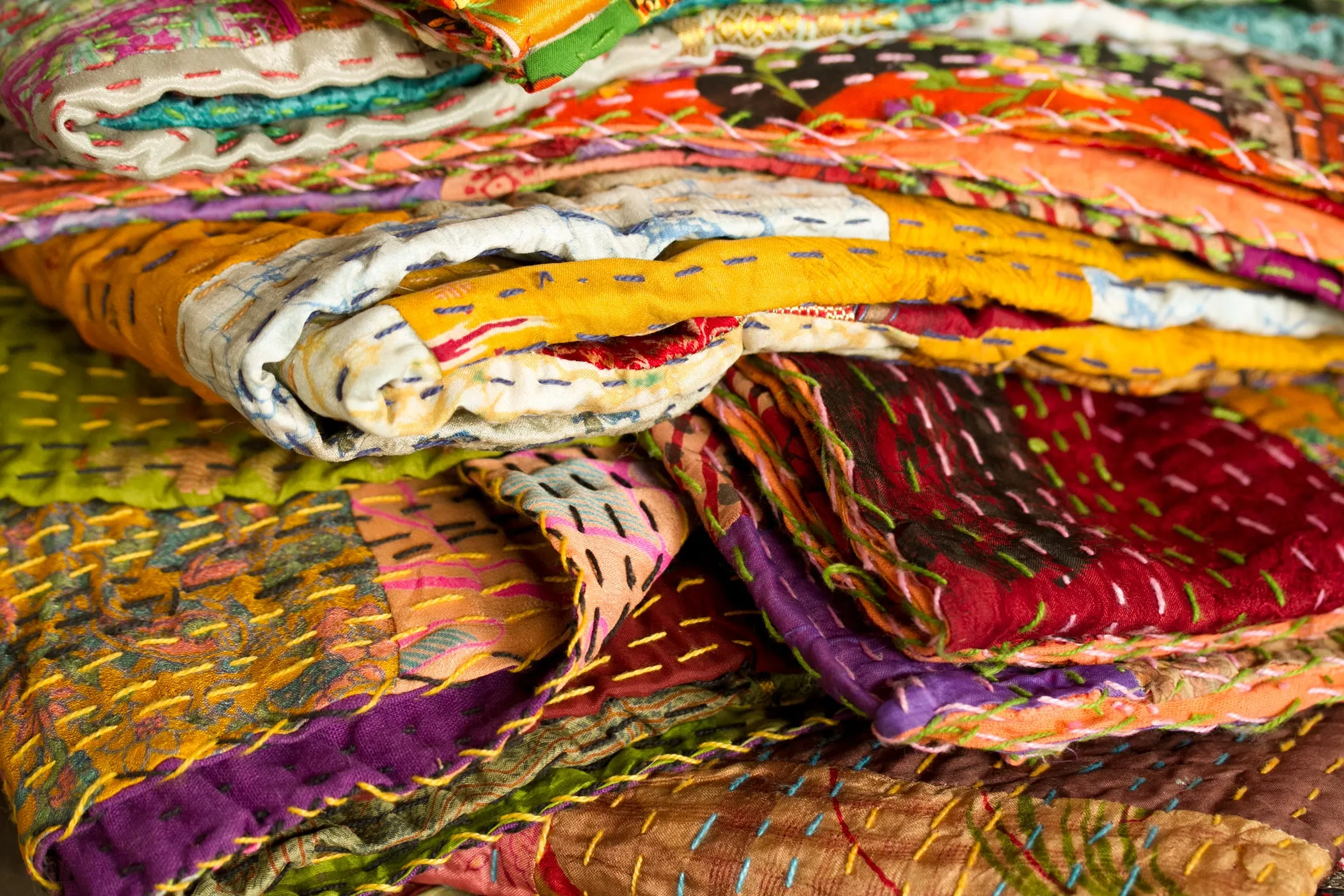 Taj Hotel Home Decor Kantha Silk Throw | 50"x70" | 3