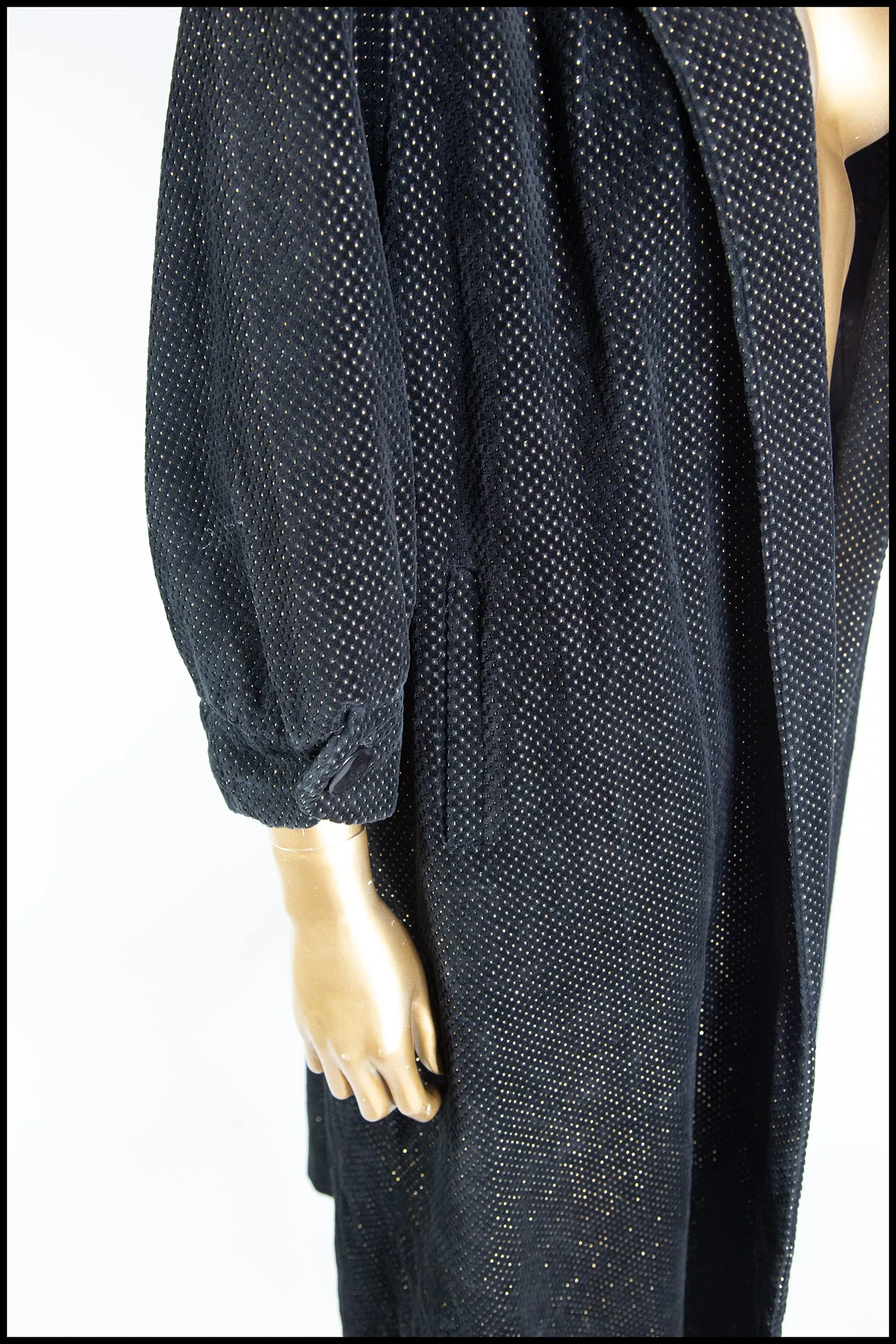 Vintage 1950s Black Velvet Swing Coat