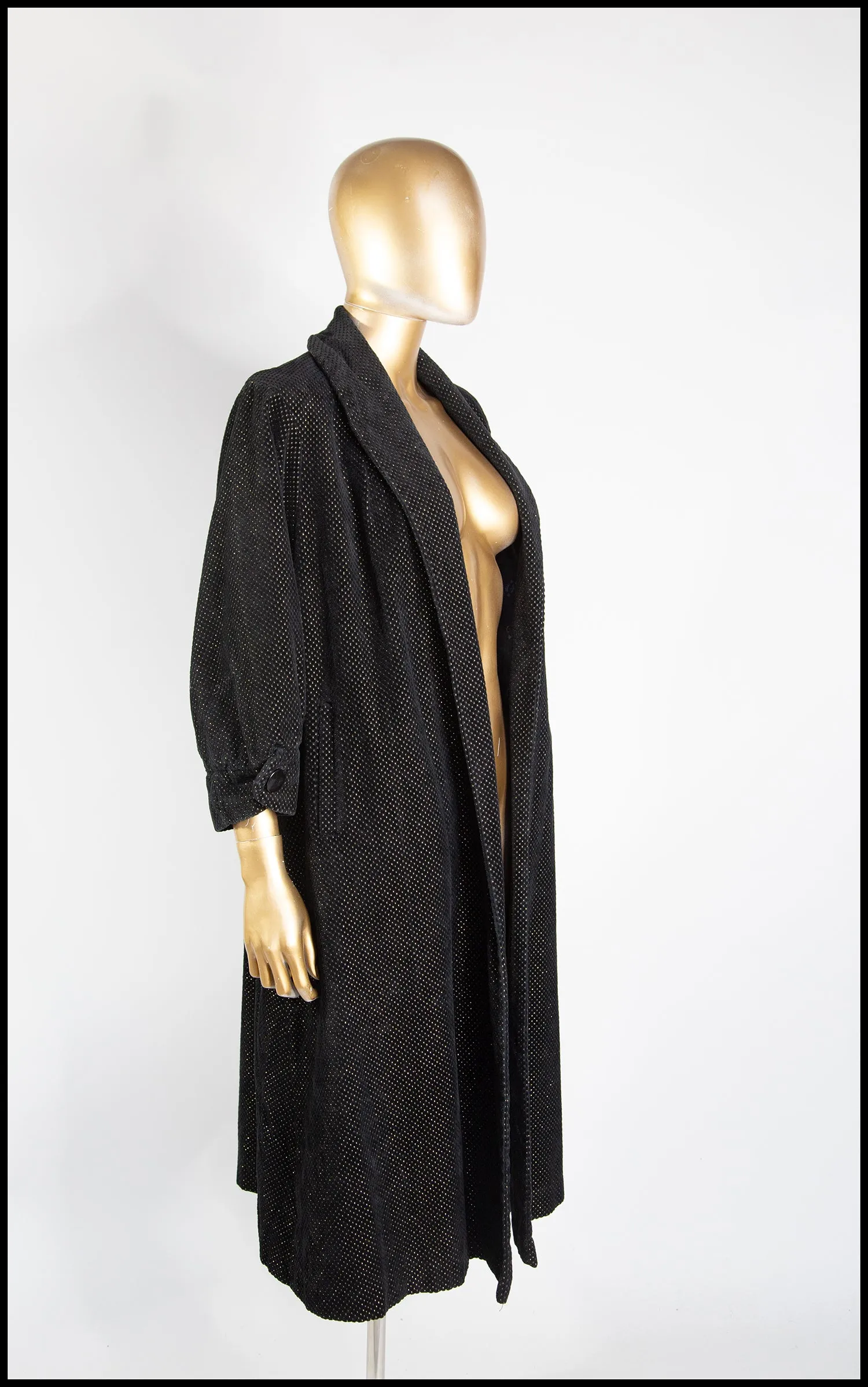 Vintage 1950s Black Velvet Swing Coat