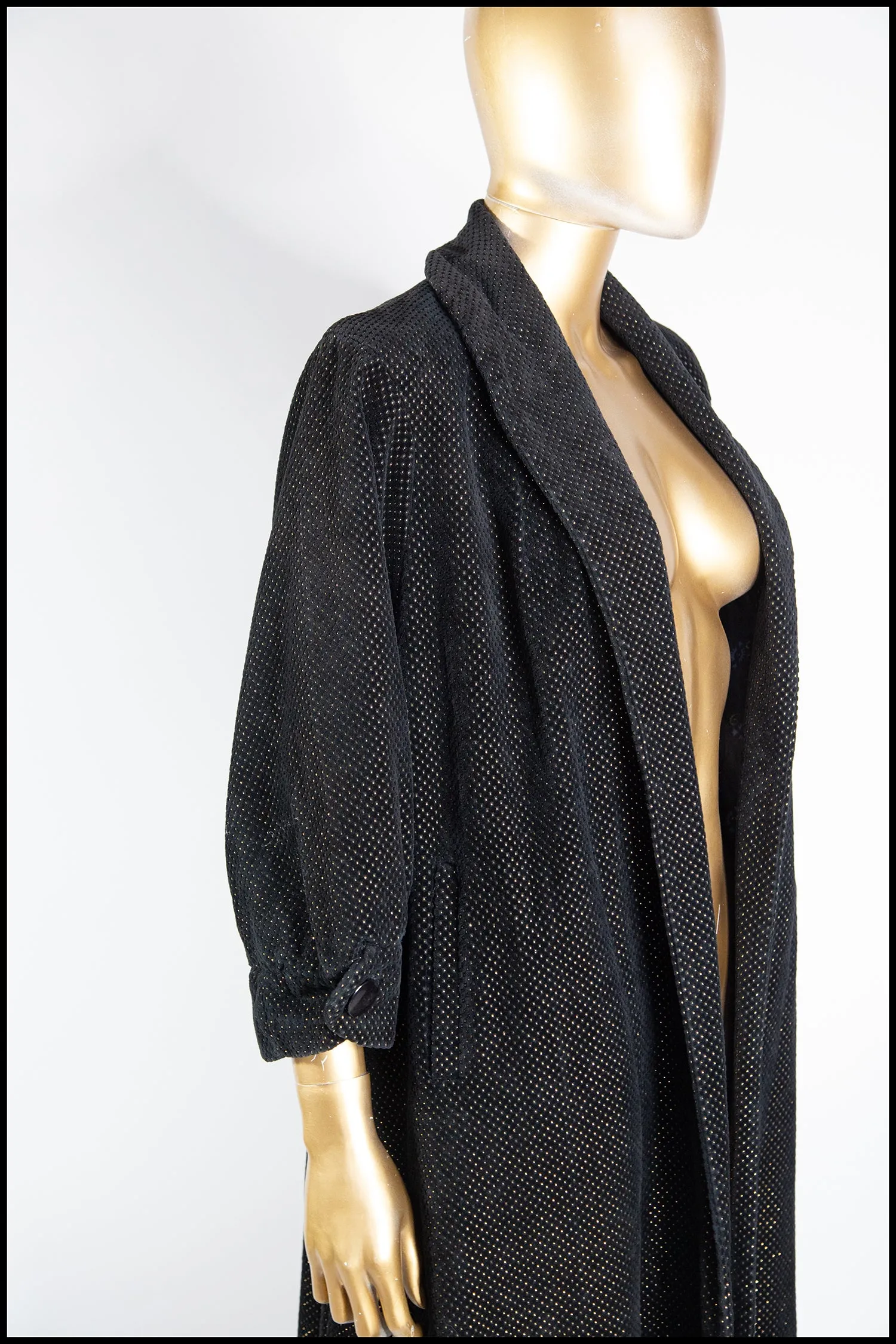 Vintage 1950s Black Velvet Swing Coat