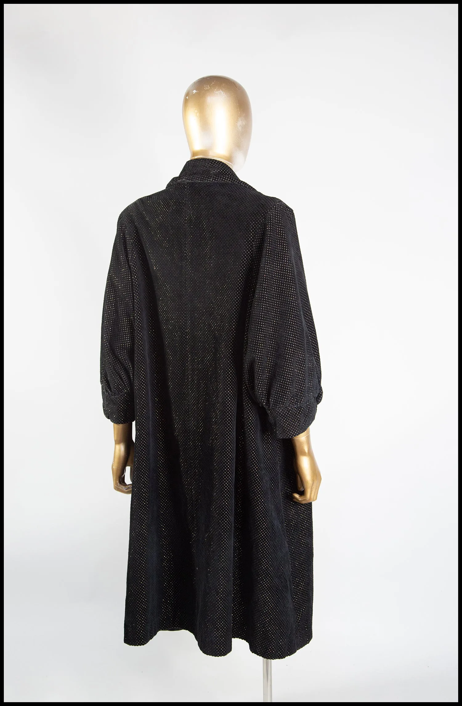 Vintage 1950s Black Velvet Swing Coat