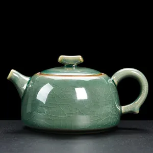 Vintage Classic Ru Kiln Ceramic Tea Pot with Built-in Filter Hole Chinese Style Brewing Tea Pot