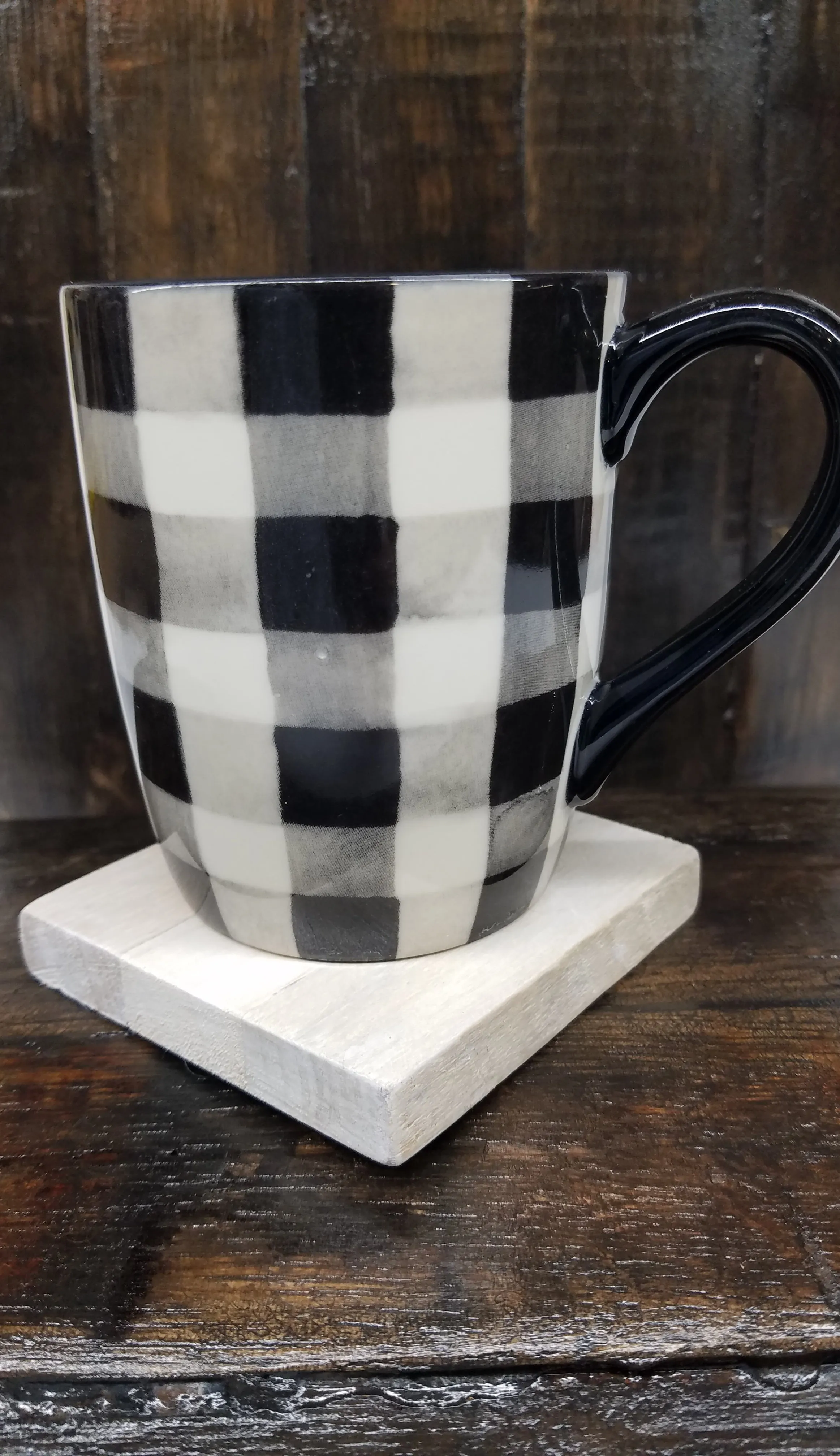 Wooden Coasters Made From Reclaimed Tobacco Sticks- Set of Four- Rustic- Farmhouse- Dark- White- Natural- Gift- Home Decor- Stocking Stuffer