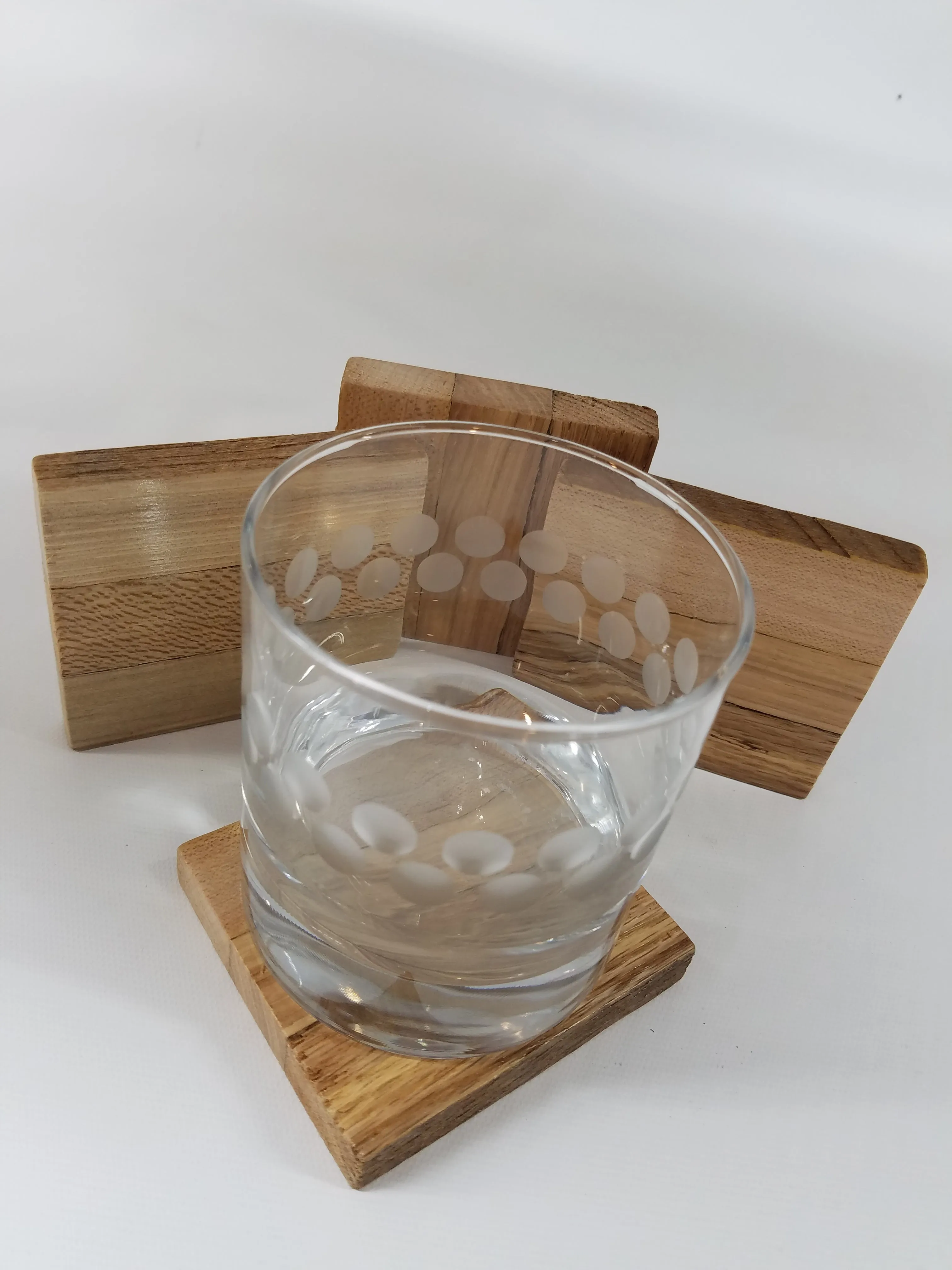 Wooden Coasters Made From Reclaimed Tobacco Sticks- Set of Four- Rustic- Farmhouse- Dark- White- Natural- Gift- Home Decor- Stocking Stuffer