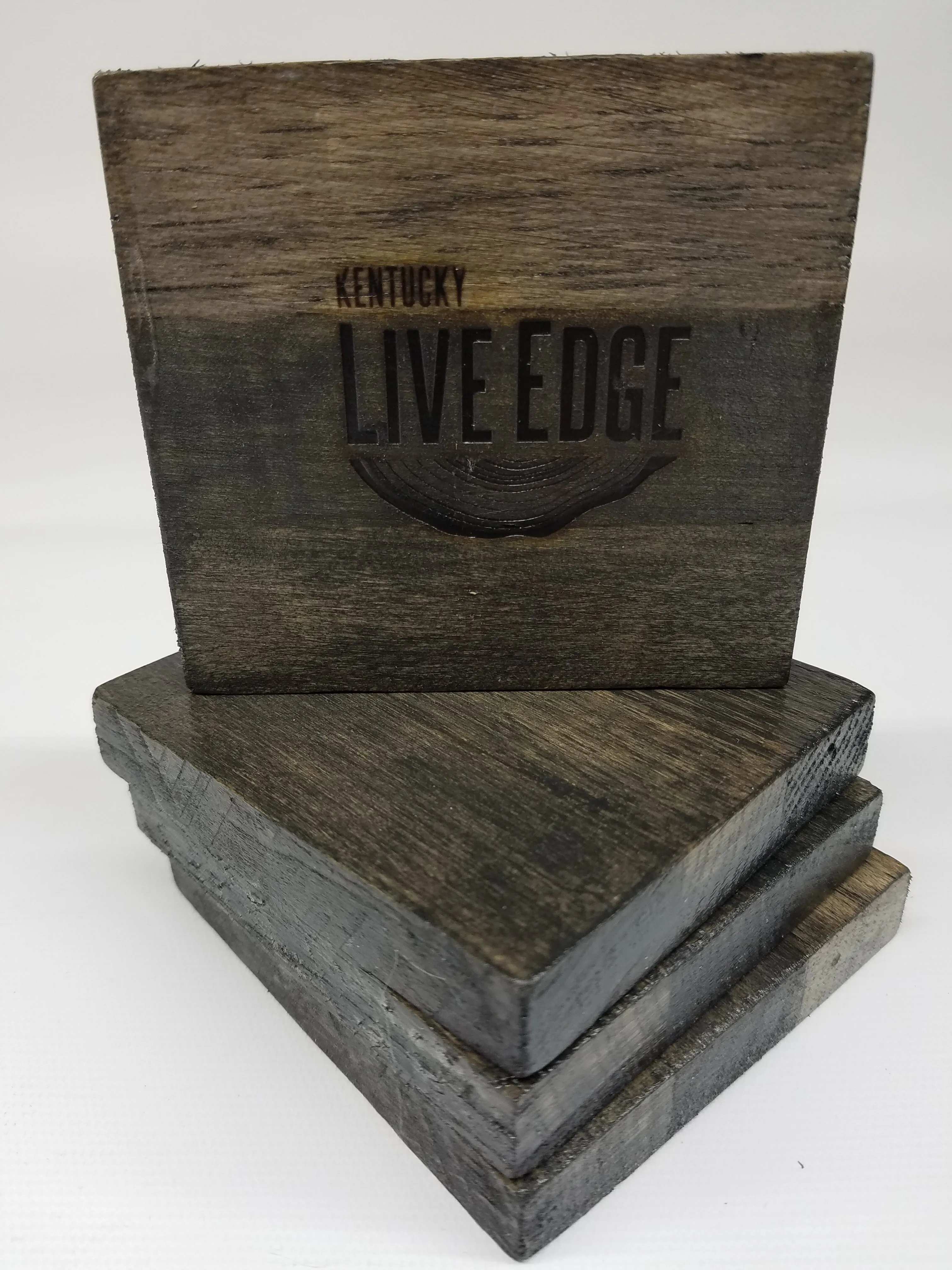 Wooden Coasters Made From Reclaimed Tobacco Sticks- Set of Four- Rustic- Farmhouse- Dark- White- Natural- Gift- Home Decor- Stocking Stuffer